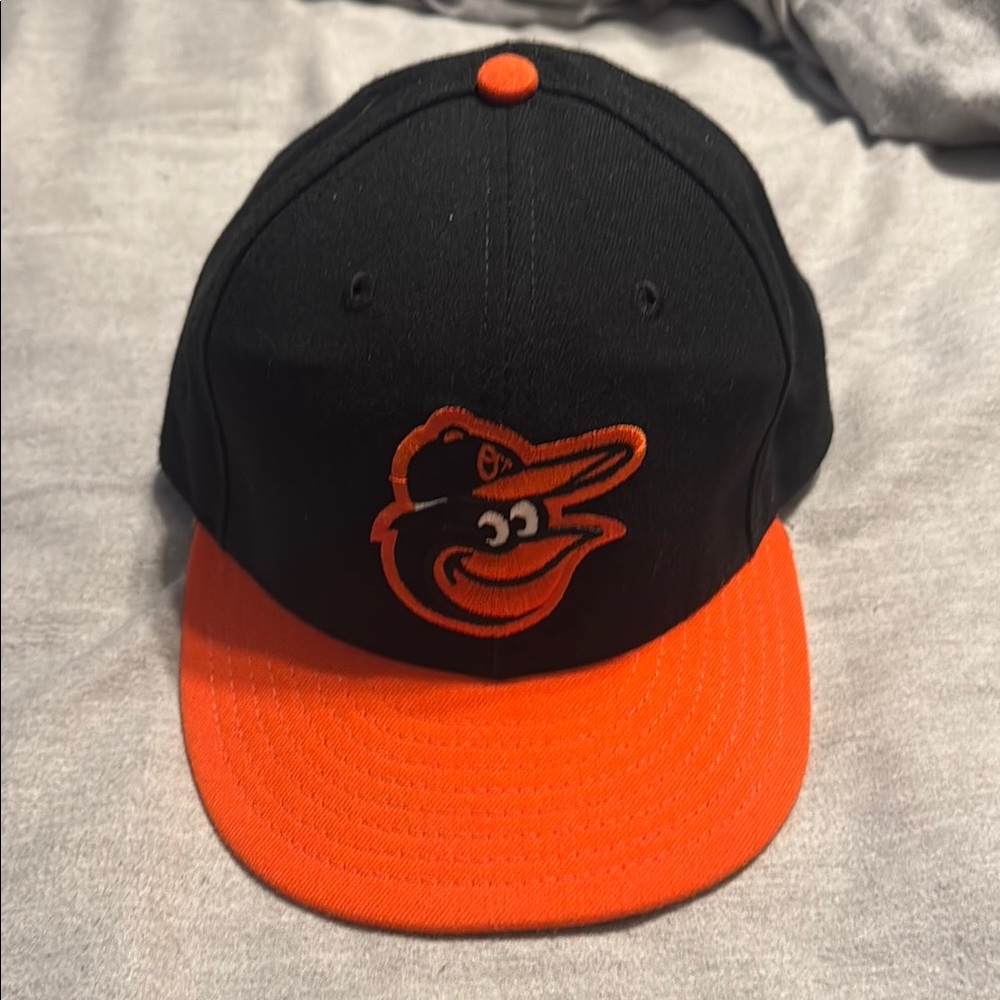 New Era Black and Orange Baltimore Orioles Hat 7 3/8 size